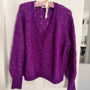 La Maille Sézane Purple or Magenta Cardigan